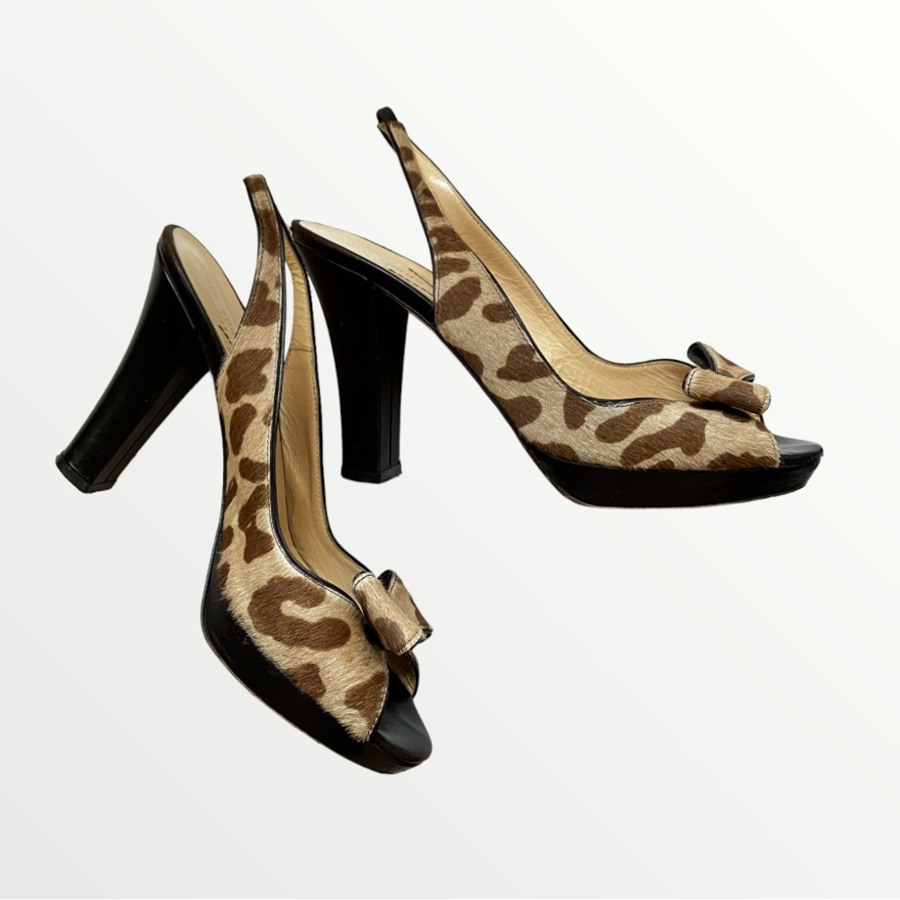 kate spade Leopard Print Open Toe Sling Backs
